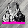 SALE - SMALL Black & White w/ Neon Pink Spandex Bralette