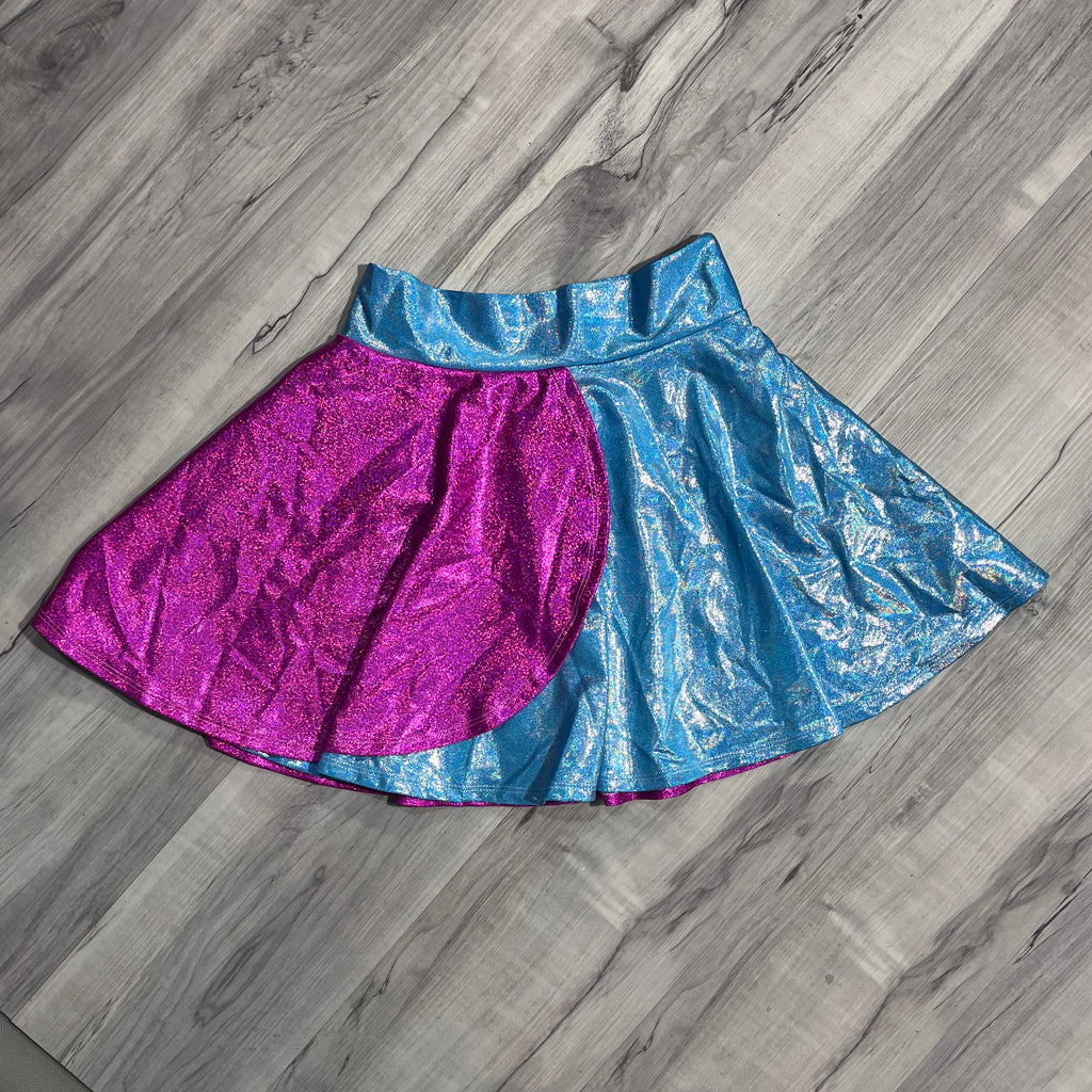 SALE - SMALL - Pink and Blue Sparkle Petal Skater Skirt