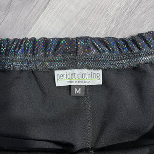 SALE - MEDIUM Rave Shorts - Black Shattered Glass Holographic