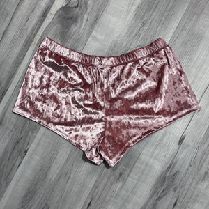 SALE - SMALL Rave Shorts - Dusty Pink Crushed Velvet