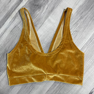 SALE - LARGE Mustard Gold Velvet Bralette