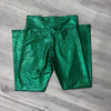 SALE - LARGE - Green Mermaid Scale Holographic High Waisted Leggings Pants