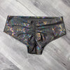 SALE - SMALL - Mid-Rise Scrunch Bikini Hot Pants - Gray Snakeskin