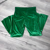 SALE - XL 28" Inseam - High Waist Bell Bottoms - Kelly Green Velvet