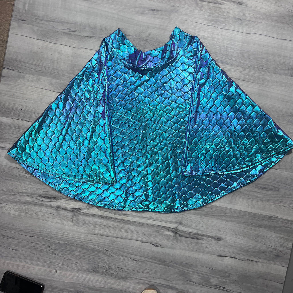 SALE - 2XL - 26" Length Skater Skirt in Holographic Mermaid