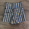 SALE - High Waist Booty Shorts - Silver/Black Houndstooth Holographic - Peridot Clothing