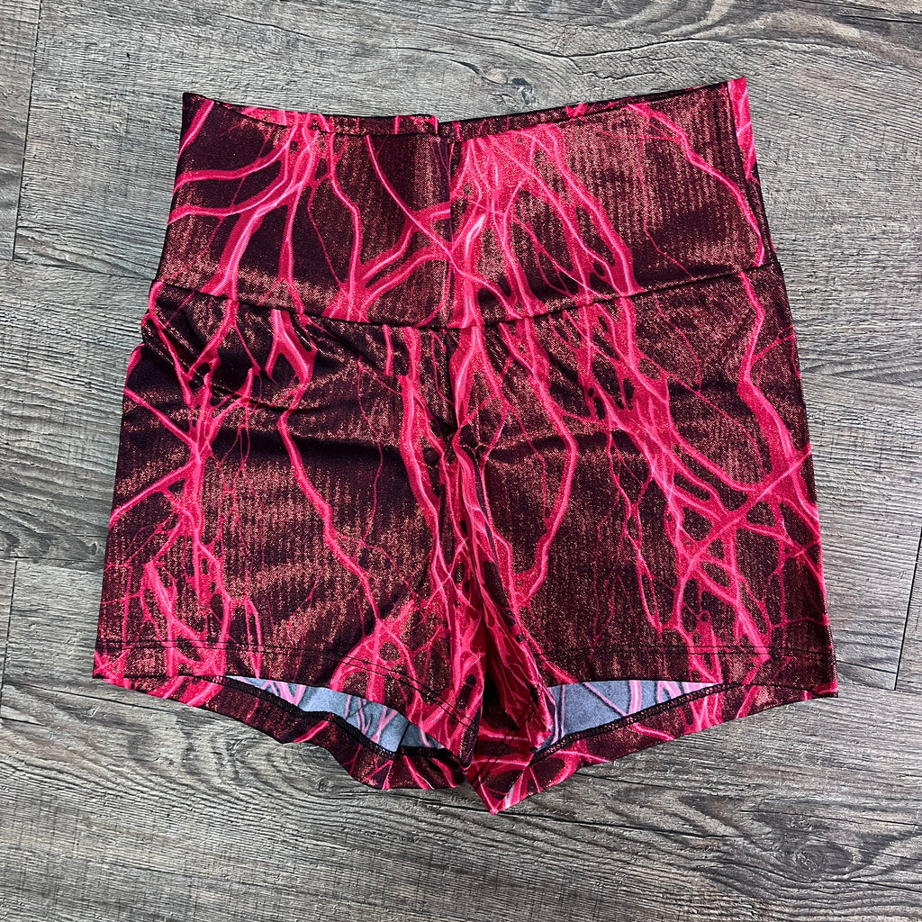 Copy of SALE - SMALL HIGH WAIST Booty Shorts - Red Lightning - Peridot Clothing