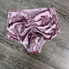 SALE - SMALL High Waist Scrunch Bikini Hot Pants - Dusty Pink Crushed Velvet - Peridot Clothing