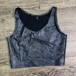 SALE - SMALL Crop Tank Top - Black Holographic