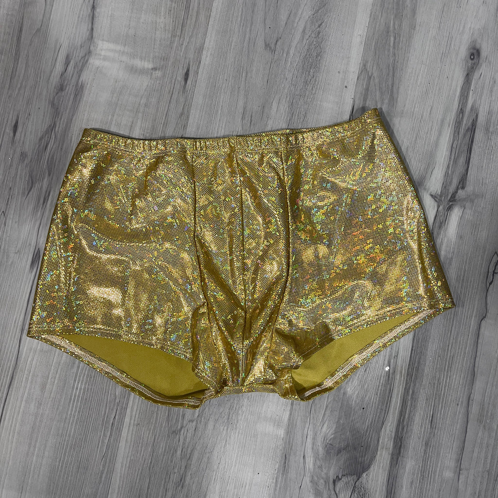 SALE Men's Gold Shattered Glass Booty Shorts Boxer Briefs