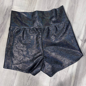 SALE - MEDIUM - High Waisted Booty Shorts - Black Holo