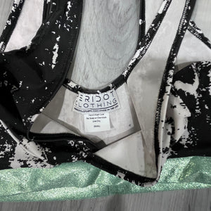 SALE - SMALL Black & White w/ Mint Spandex Bralette