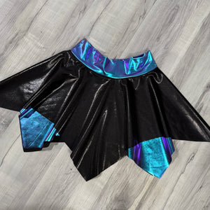 Pixie Skirt for Fairy Costume in Black Mystique & Oil Slick Holographic