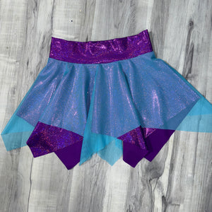 Pixie Skirt for Fairy Costume in Purple Sparkle & Blue Mesh