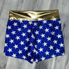 SALE - MEDIUM MID-Rise Booty Shorts - Wonder Woman Inspired