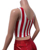 Mesh Inset Crop Tank Top - Red Stripe