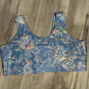 SALE - 3XLARGE Holographic Cracked Ice Ruched Crop Top