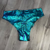 SALE - LARGE Oil Slick Mid-Rise High Thigh Scrunch Bikini Hot Pants