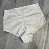 SALE - SMALL High Waist Scrunch Bikini Hot Pants - White Metallic Mystique