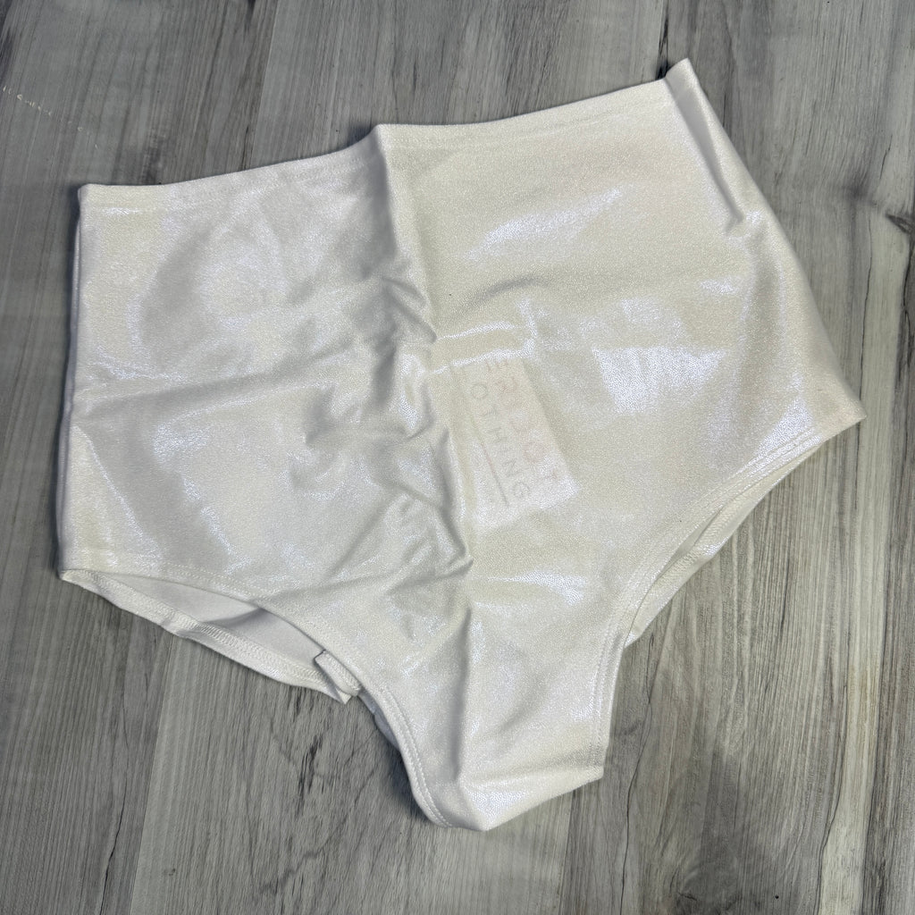 SALE - SMALL High Waist Scrunch Bikini Hot Pants - White Metallic Mystique