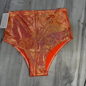 SALE - MEDIUM High-Wiast Hot Pants - Orange Sparkle