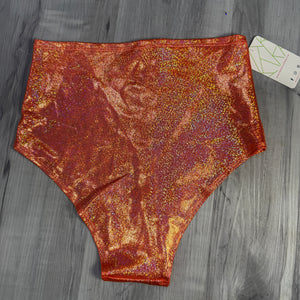 SALE - MEDIUM High-Wiast Hot Pants - Orange Sparkle