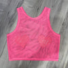 Sheer Top - Pink w/Hearts Mesh Crop Top in Valentine's Raves, Festivals, Performers, Aerial, Pasties Pole Shirt