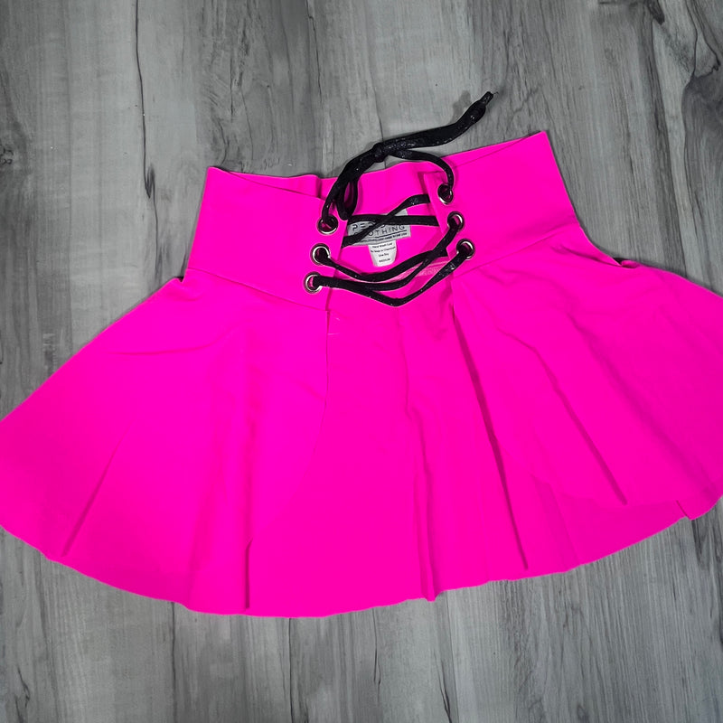 Mardi Gras Corset Skirt - Holographic Lace-Up Skater Skirt