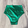 SALE - XS - High Waist Hot Pants - Green Metallic