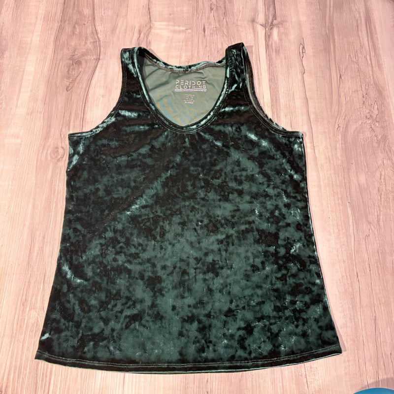 SALE - XLarge Tank Top in Hunter Green Crushed Velvet