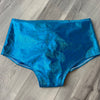SALE - LARGE High Waist Scrunch Bikini Hot Pants - Turquoise Sparkle - Peridot Clothing