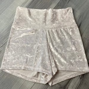 SALE - White Crushed Velvet Booty Shorts - High-Waisted - Peridot Clothing
