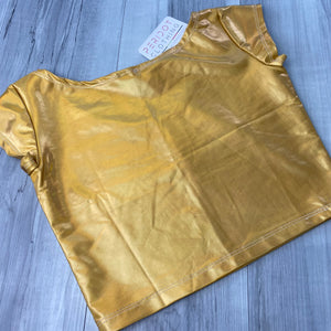 SALE - SMALL Gold Holographic Cap Sleeve Crop Top - Peridot Clothing