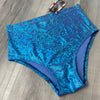 SALE - SMALL - High Waist Bikini Hot Pants - Turquoise Shattered Glass - Peridot Clothing