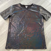 SALE - LARGE Men's Holographic Black Tee Shirt w/ Snakeskin Short Sleeves - Peridot Clothing