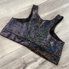 SALE - XL - Black Shattered Glass Holographic Racerback Bralette - Peridot Clothing