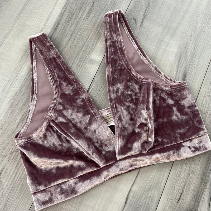 SALE - SMALL - Dusty Lilac Purple Crushed Velvet Bralette - Peridot Clothing