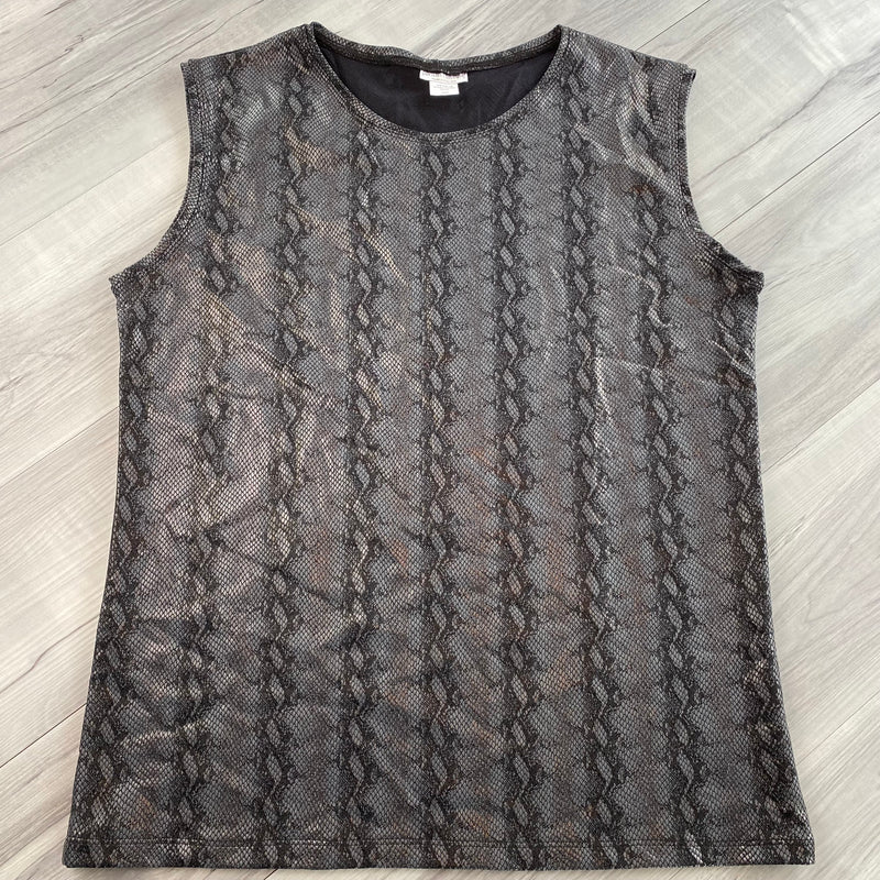 SALE - LARGE Men's Metallic Black Snakeskin Tank, Muscle Shirt - Peridot Clothing