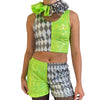 Neon Jester Clown Costume – 3-Piece Set with Crop Top, Bloomers & Ruffle Choker