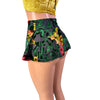 Super Mini 10" Skirt in Burnout Velvet Swirl Floral in Black or Green - Peridot Clothing