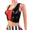 Mesh Inset Crop Tank - Black Metallic "Wet Look" w/Red Mesh