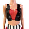 Mesh Inset Crop Tank - Black Metallic "Wet Look" w/Red Mesh