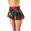 Super Mini 10" Skirt in Burnout Velvet Swirl Floral in Black or Green - Peridot Clothing