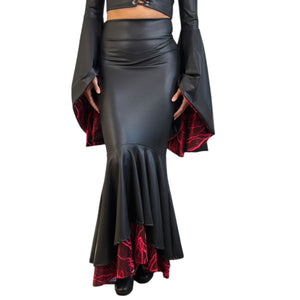 Fit n Flare Sorceress Skirt – Matte Black Metallic with UV Red Lightning Underskirt