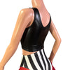 Mesh Inset Crop Tank - Black Metallic "Wet Look" w/Red Mesh