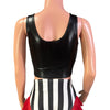 Mesh Inset Crop Tank - Black Metallic "Wet Look" w/Red Mesh