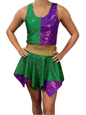 Mardi Gras Pixie Skirt or Fairy Skirt for Parade or Festival | Carnival Rave Skirt