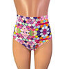 SALE - Rainbow Circles High Waisted Scrunch Bikini Hot Pants - Peridot Clothing