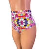 SALE - Rainbow Circles High Waisted Scrunch Bikini Hot Pants - Peridot Clothing