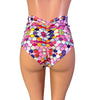SALE - Rainbow Circles High Waisted Scrunch Bikini Hot Pants - Peridot Clothing